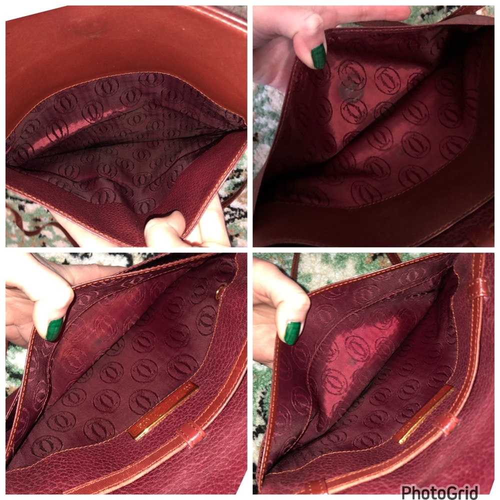 Cartier AUTHENTIC Vintage Burgundy Textured Smooth Leather Crossbody Tassel Bag - Picture 16 of 16